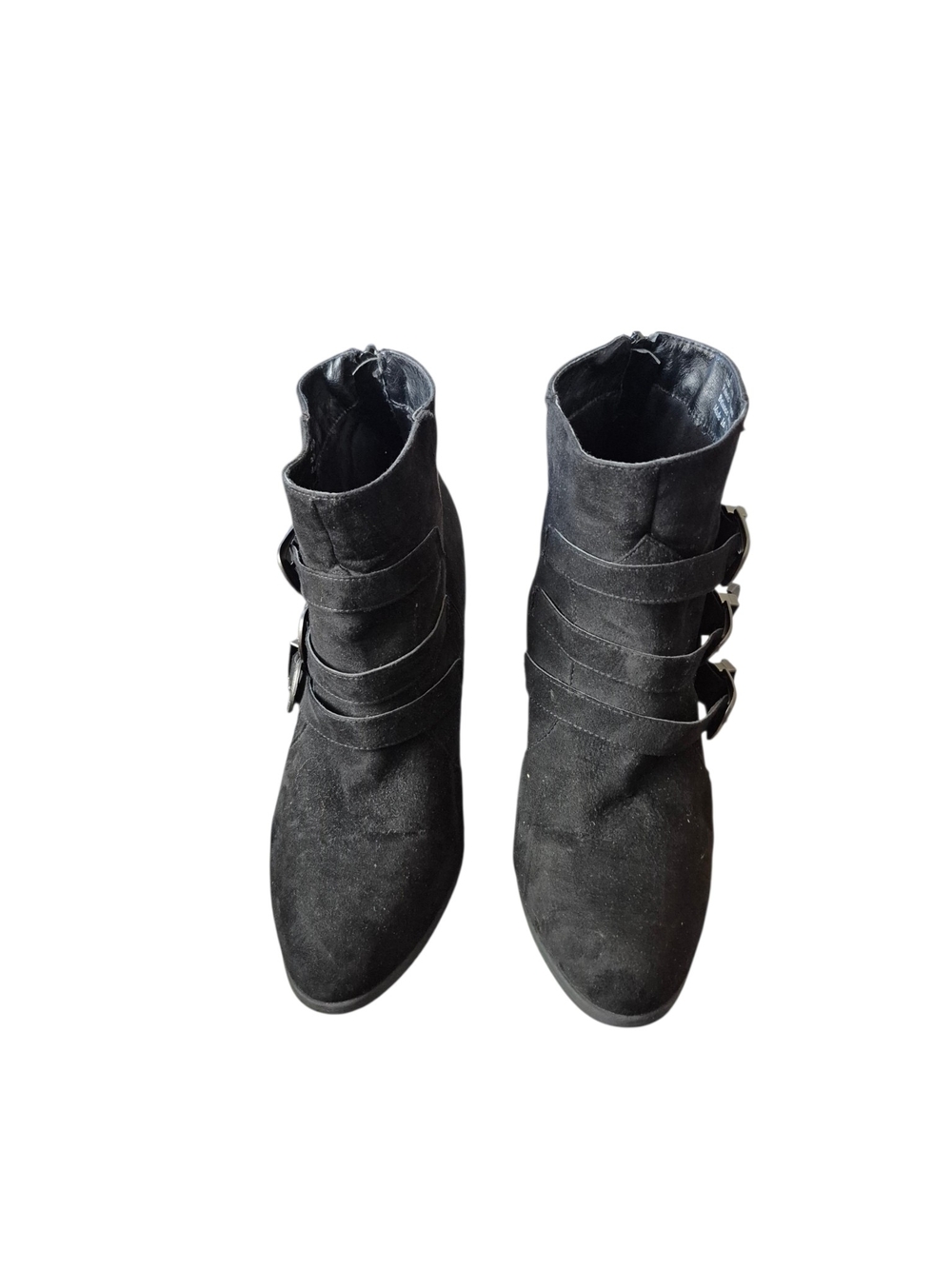 Lane Bryant Black Suede Buckle Ankle Boots 11 W